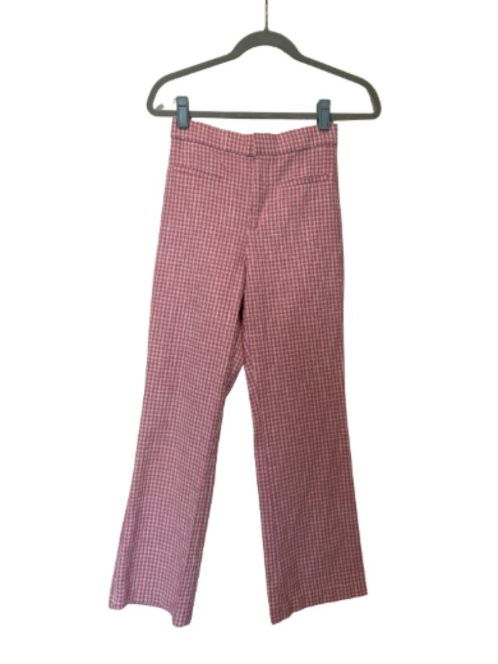 Zara Retro-Inspired Pink Plaid Flare Pants